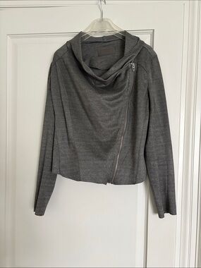 Blank NYC Dark Gray Draped Cowl Zip Jacket